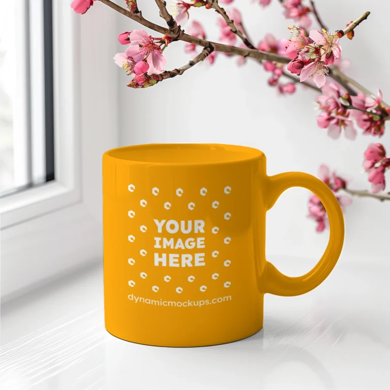 11oz Blank Orange Ceramic Coffee Mug Mockup Template