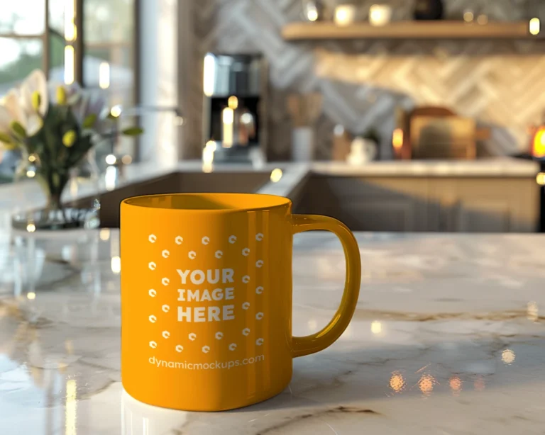 11oz Blank Orange Ceramic Coffee Mug Mockup Template