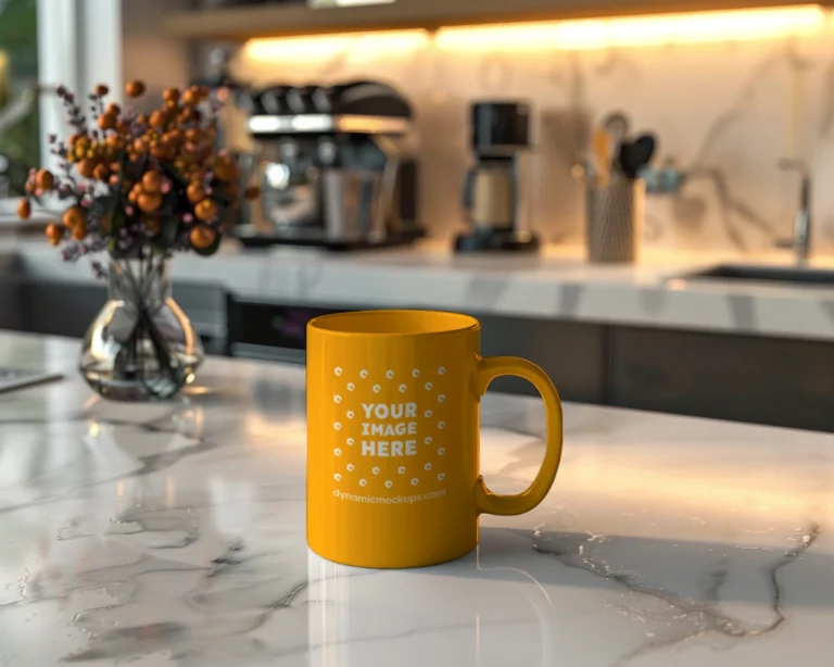 11oz Blank Orange Ceramic Coffee Mug Mockup Template