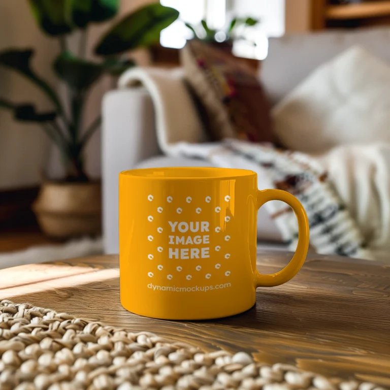 11oz Blank Orange Ceramic Coffee Mug Mockup Template