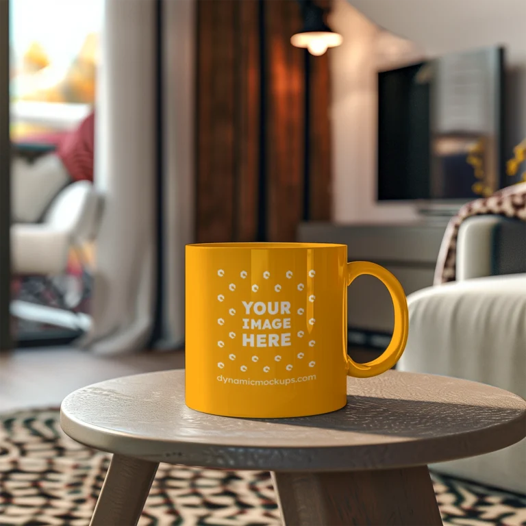 11oz Blank Orange Ceramic Coffee Mug Mockup Template