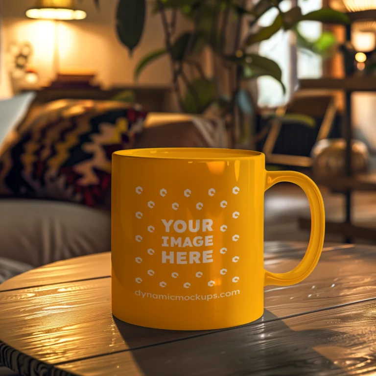 11oz Blank Orange Ceramic Coffee Mug Mockup Template