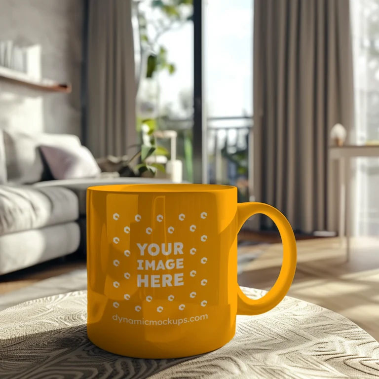 11oz Blank Orange Ceramic Coffee Mug Mockup Template
