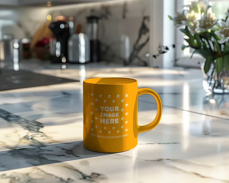 11oz Blank Orange Ceramic Coffee Mug Mockup Template