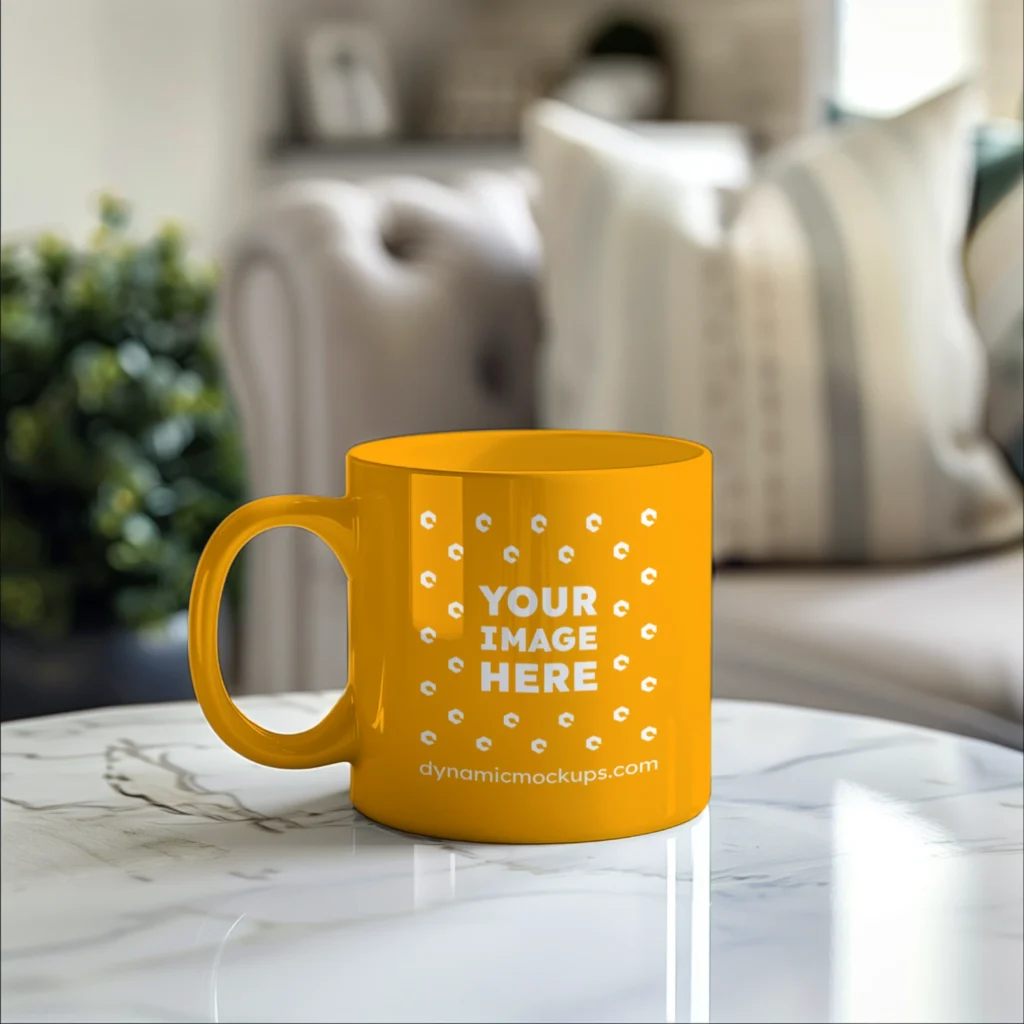 11oz Blank Orange Ceramic Coffee Mug Mockup Template