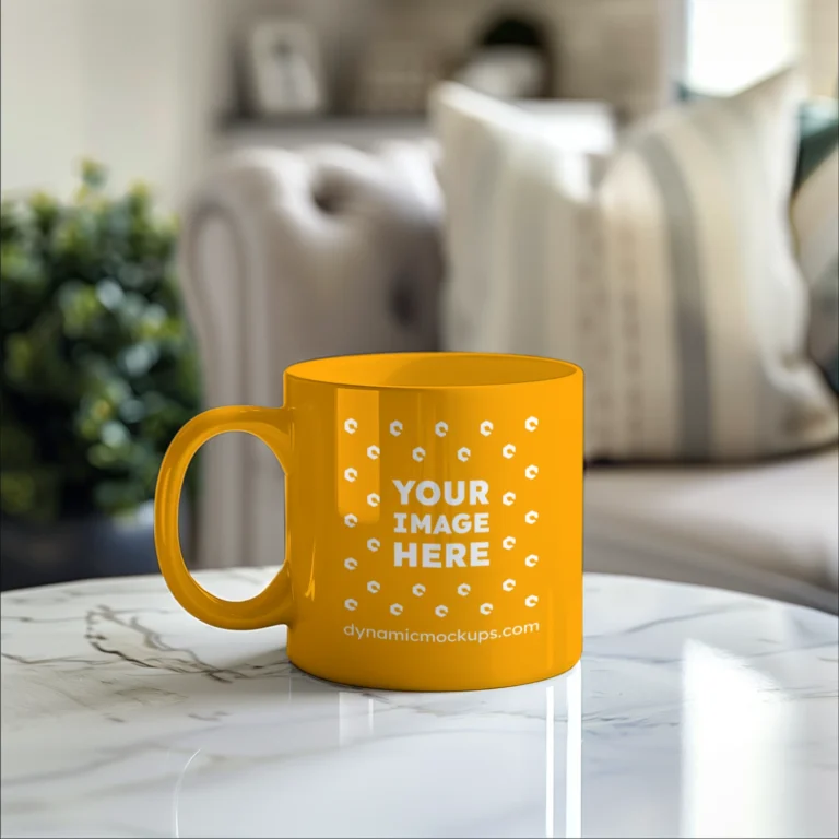 11oz Blank Orange Ceramic Coffee Mug Mockup Template