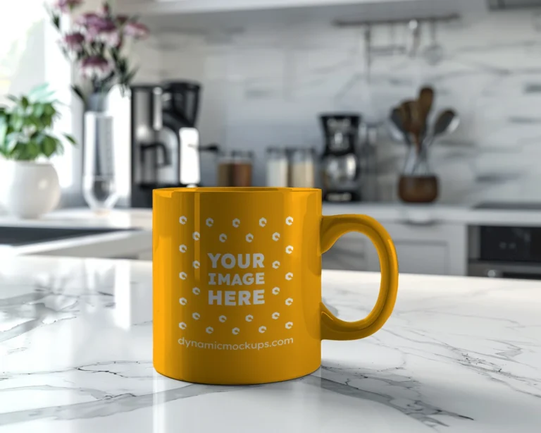 11oz Blank Orange Ceramic Coffee Mug Mockup Template