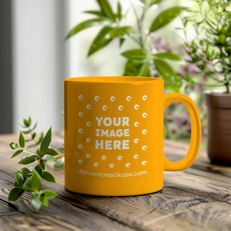 11oz Blank Orange Ceramic Coffee Mug Mockup Template