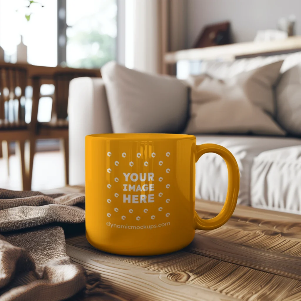 11oz Blank Orange Ceramic Coffee Mug Mockup Template
