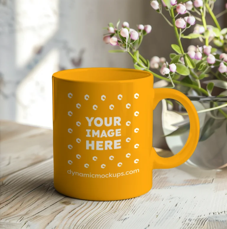 11oz Blank Orange Ceramic Coffee Mug Mockup Template