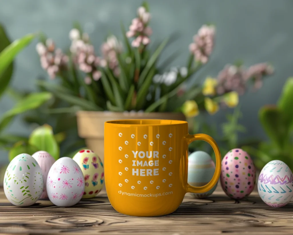 11oz Blank Orange Ceramic Coffee Mug Mockup Template