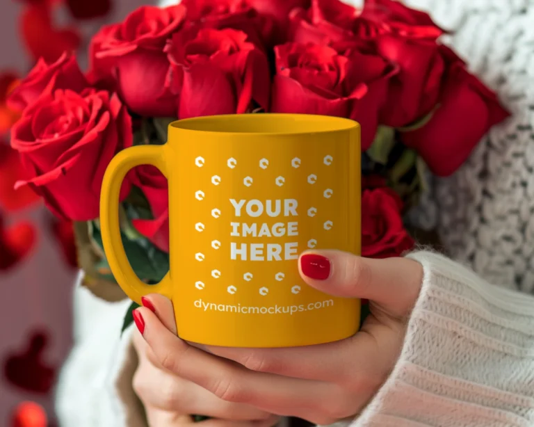 11oz Blank Orange Ceramic Coffee Mug Mockup Template