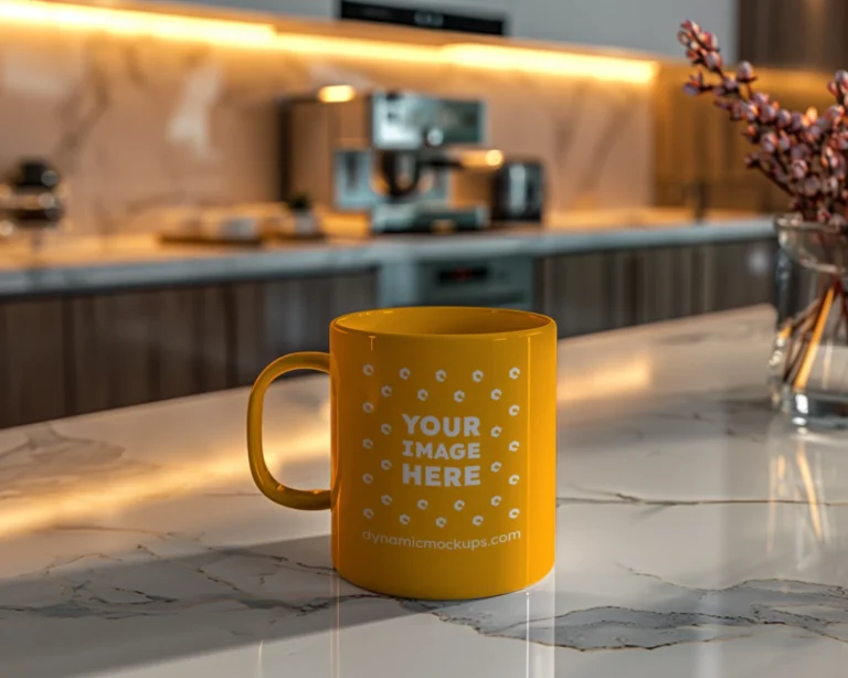 11oz Blank Orange Ceramic Coffee Mug Mockup Template