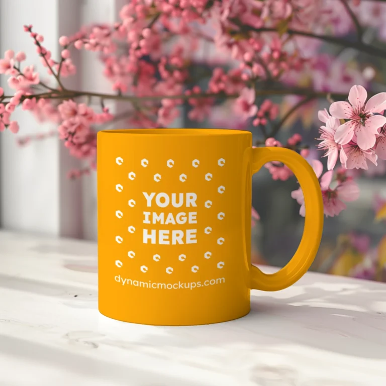 11oz Blank Orange Ceramic Coffee Mug Mockup Template