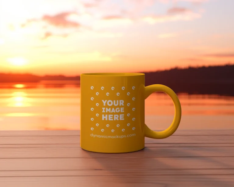 11oz Blank Orange Ceramic Coffee Mug Mockup Template