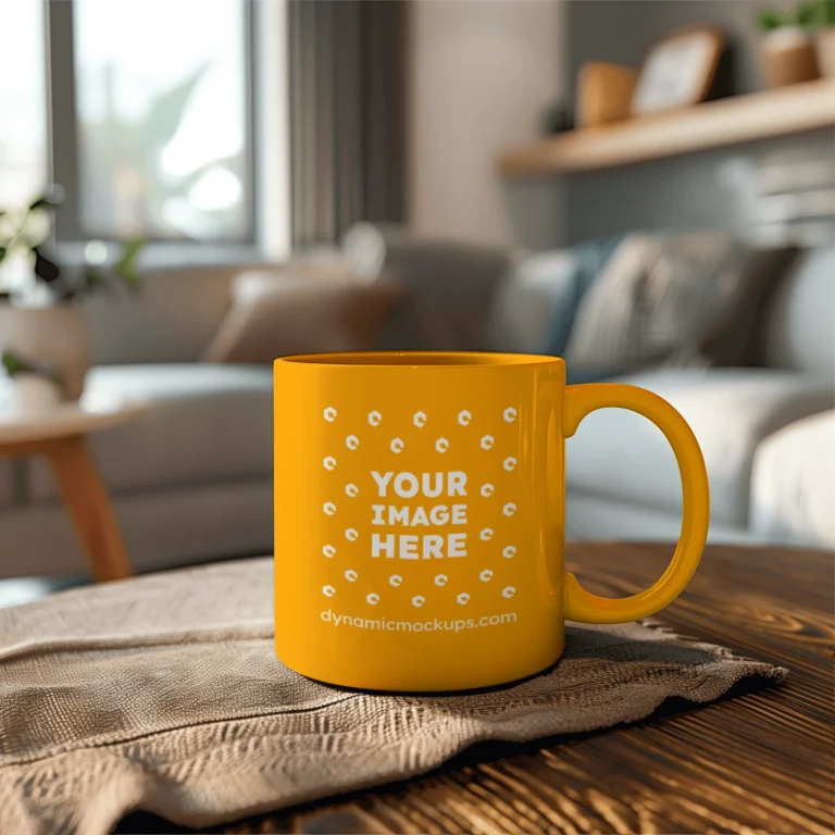 11oz Blank Orange Ceramic Coffee Mug Mockup Template
