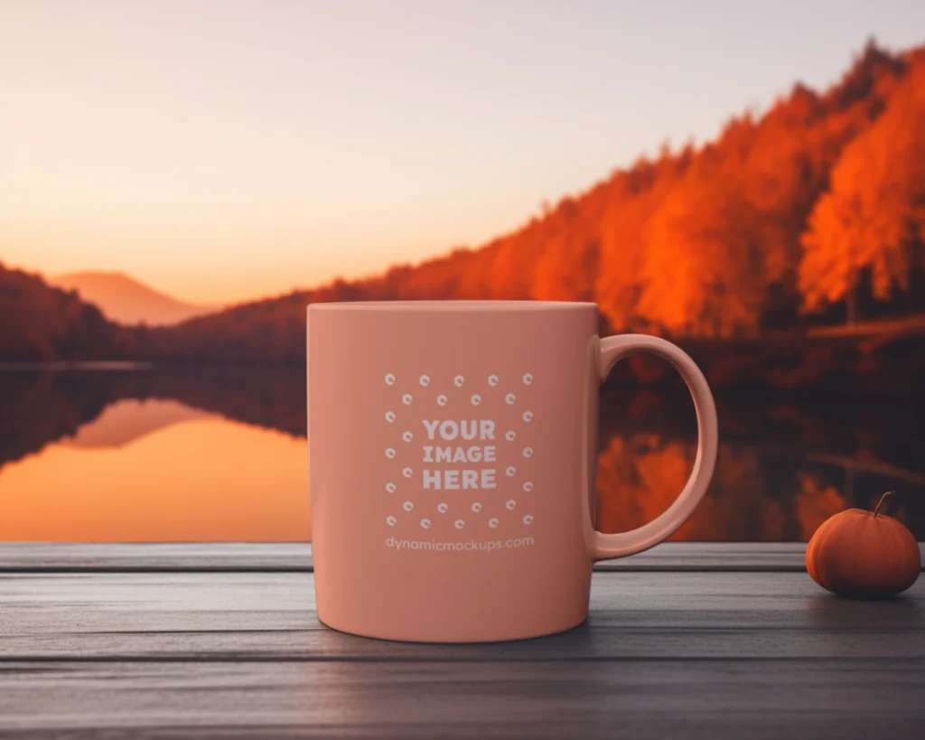 11oz Blank Peach Ceramic Coffee Mug Mockup Template