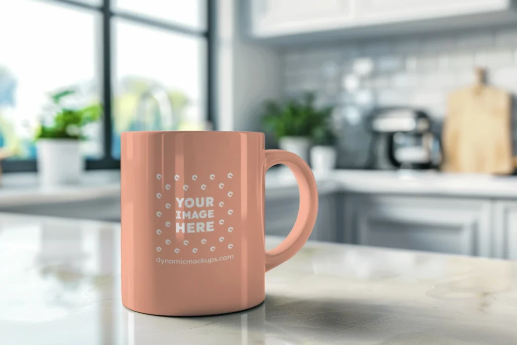 11oz Blank Peach Ceramic Coffee Mug Mockup Template