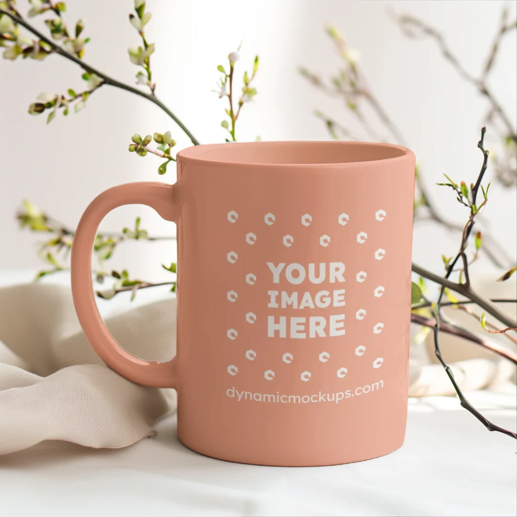 11oz Blank Peach Ceramic Coffee Mug Mockup Template