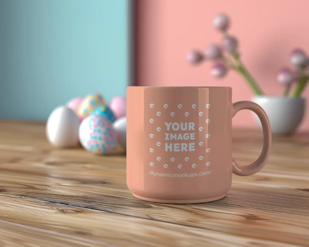 11oz Blank Peach Ceramic Coffee Mug Mockup Template