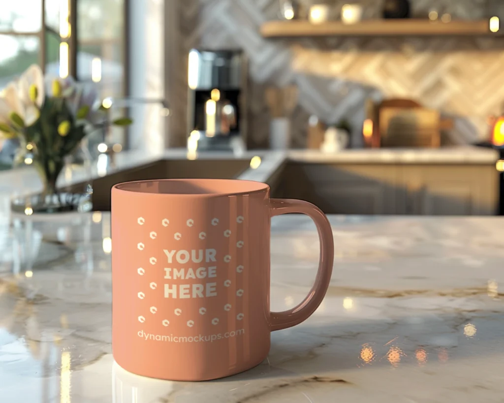 11oz Blank Peach Ceramic Coffee Mug Mockup Template