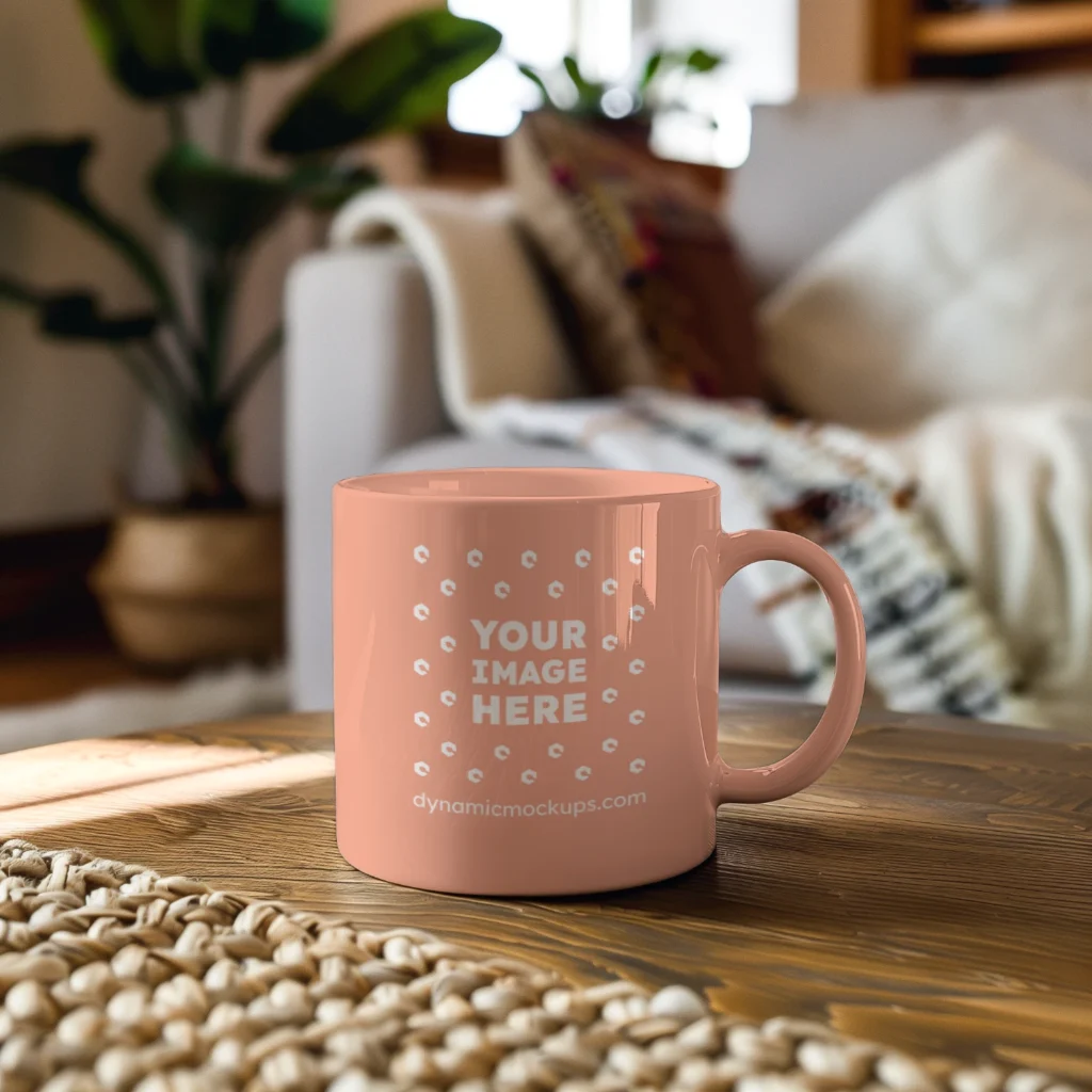 11oz Blank Peach Ceramic Coffee Mug Mockup Template