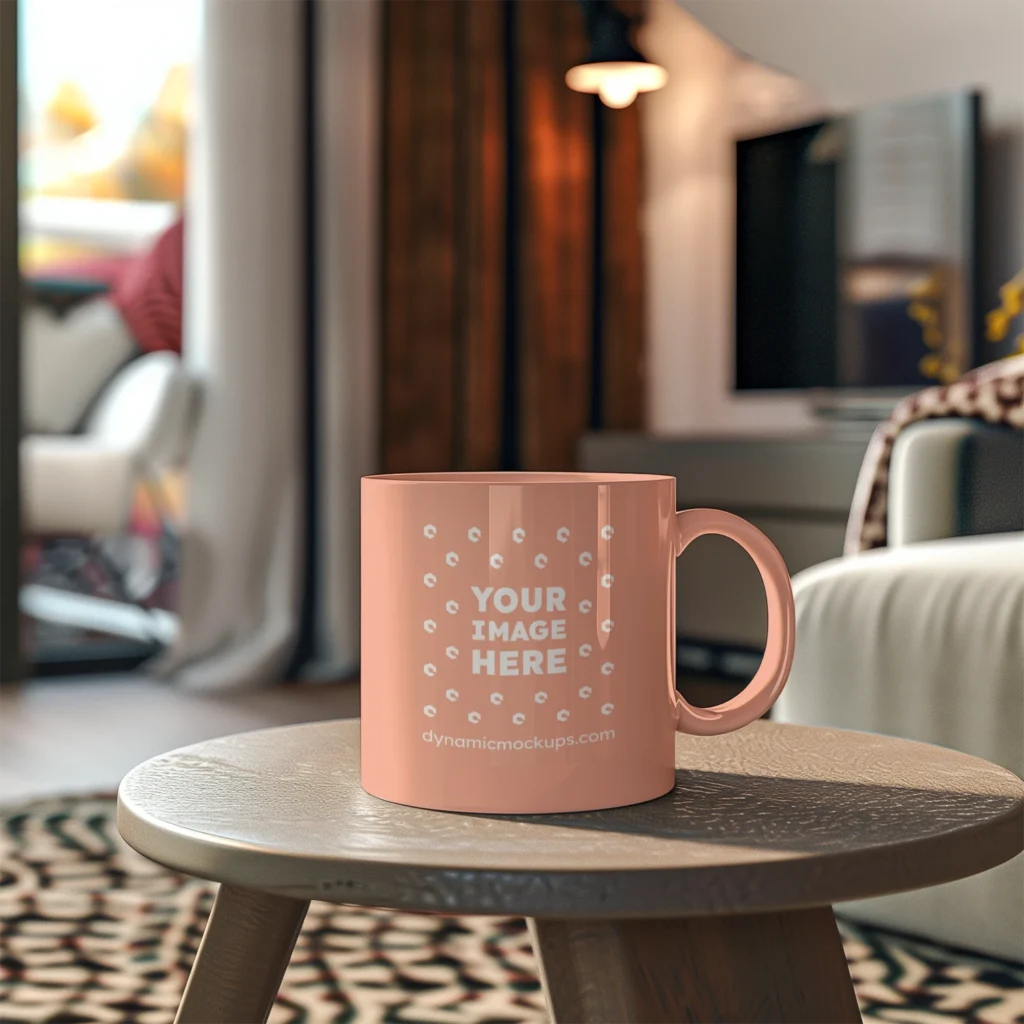 11oz Blank Peach Ceramic Coffee Mug Mockup Template