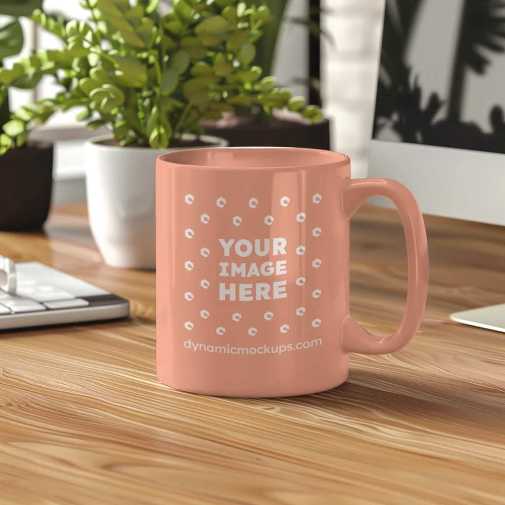 11oz Blank Peach Ceramic Coffee Mug Mockup Template