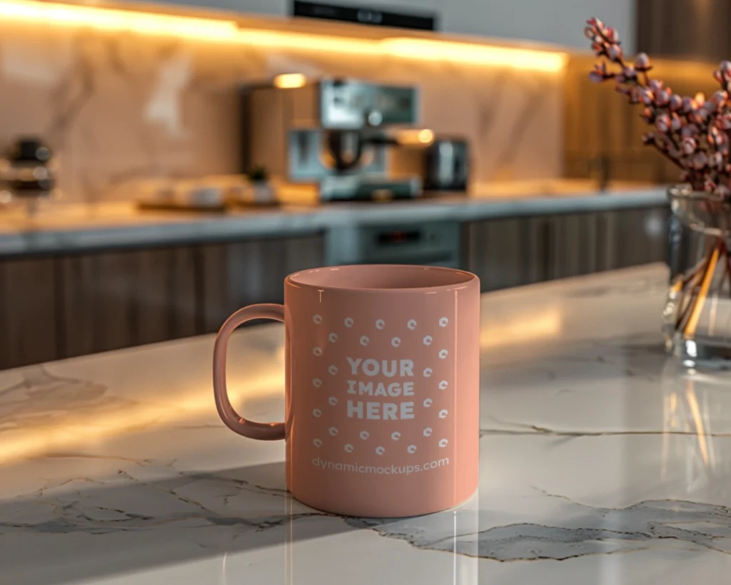11oz Blank Peach Ceramic Coffee Mug Mockup Template