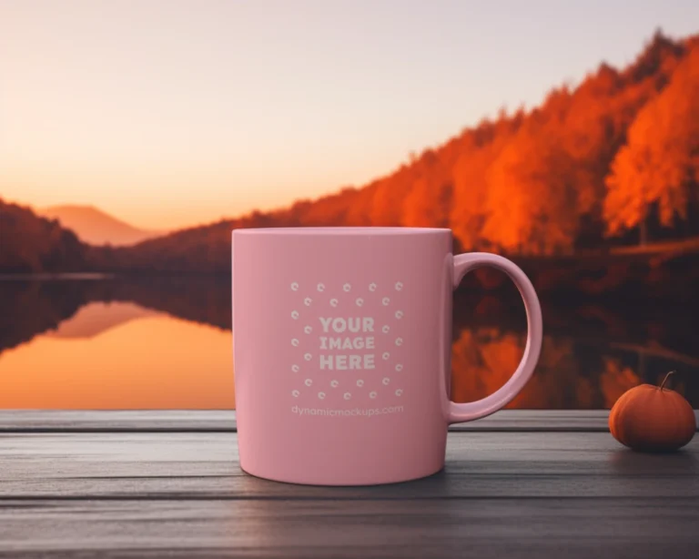 11oz Blank Pink Ceramic Coffee Mug Mockup Template