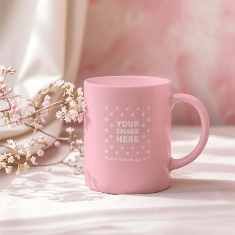 11oz Blank Pink Ceramic Coffee Mug Mockup Template