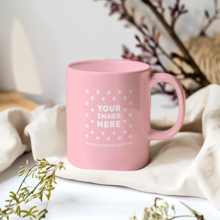 11oz Blank Pink Ceramic Coffee Mug Mockup Template