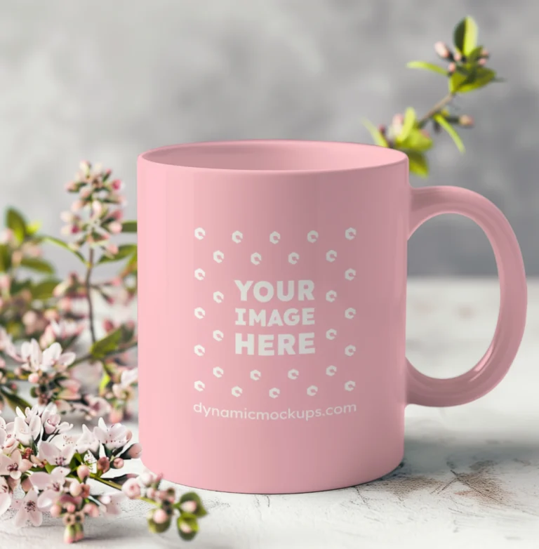 11oz Blank Pink Ceramic Coffee Mug Mockup Template