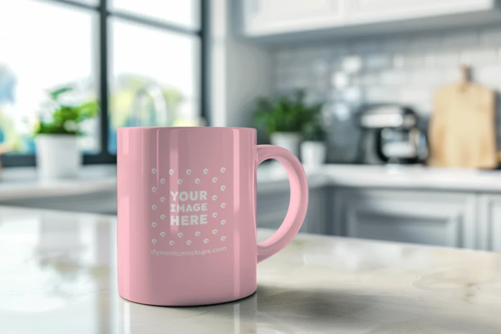 11oz Blank Pink Ceramic Coffee Mug Mockup Template