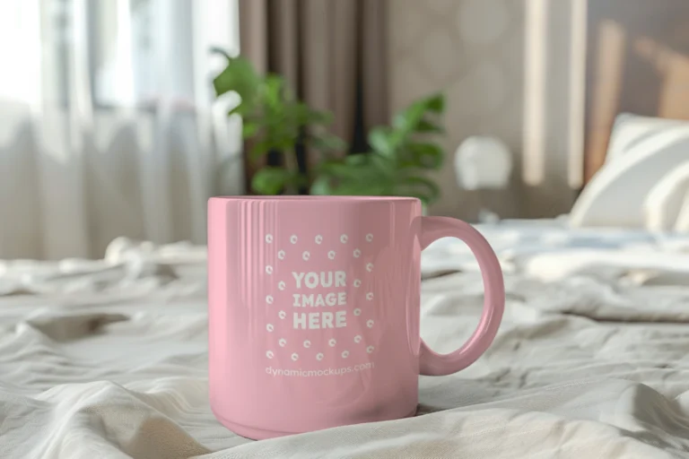 11oz Blank Pink Ceramic Coffee Mug Mockup Template