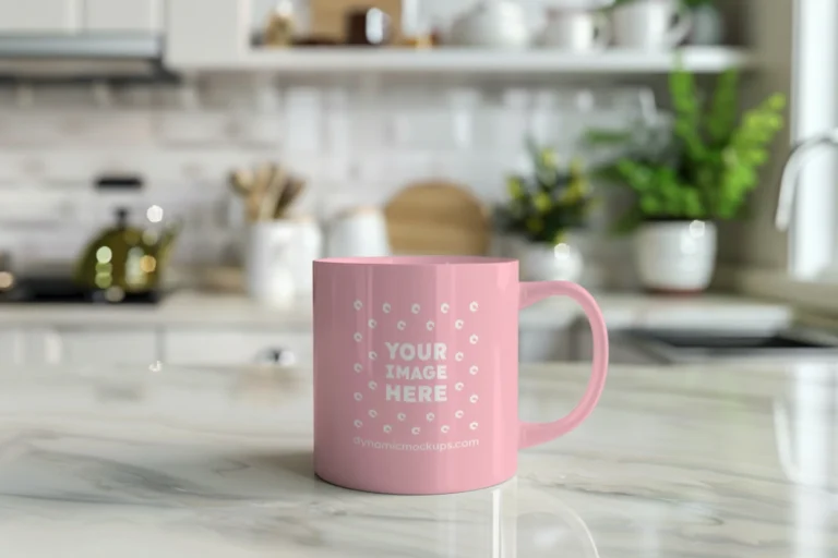 11oz Blank Pink Ceramic Coffee Mug Mockup Template