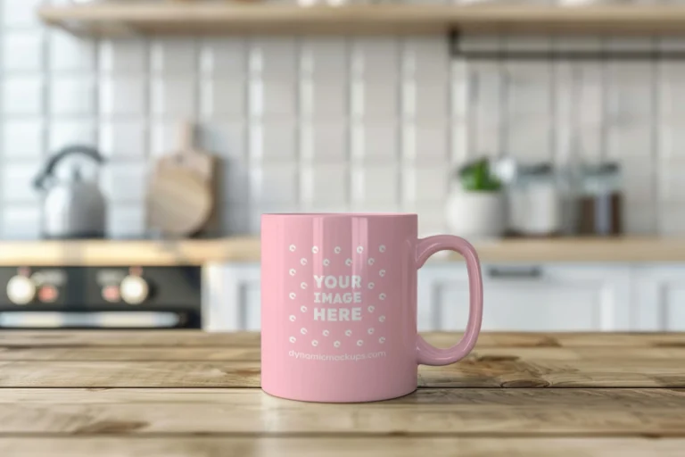 11oz Blank Pink Ceramic Coffee Mug Mockup Template