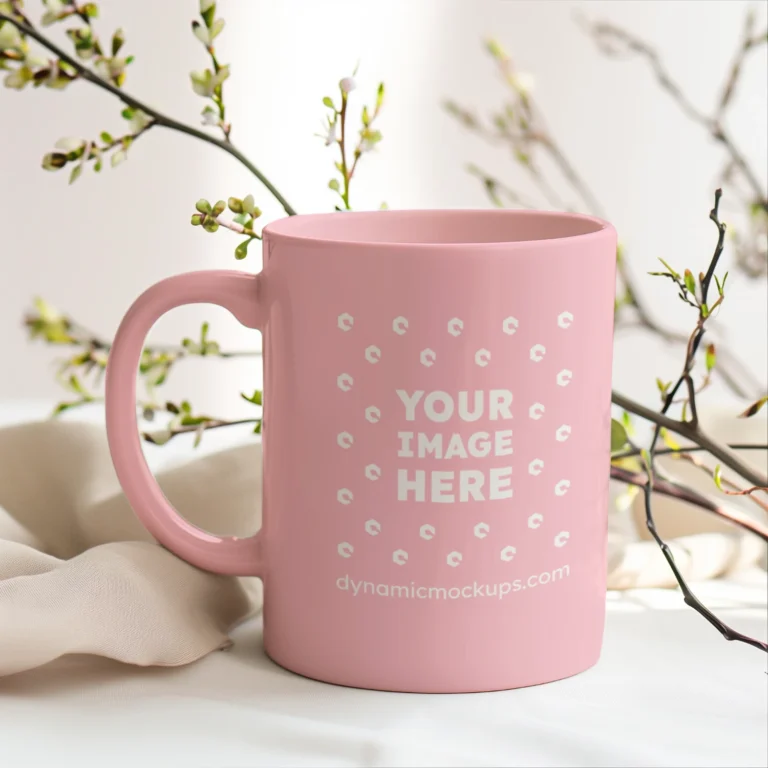 11oz Blank Pink Ceramic Coffee Mug Mockup Template