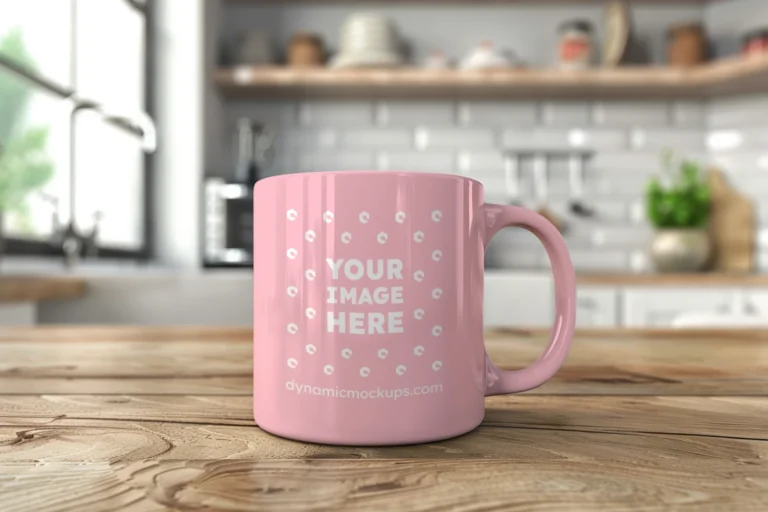 11oz Blank Pink Ceramic Coffee Mug Mockup Template