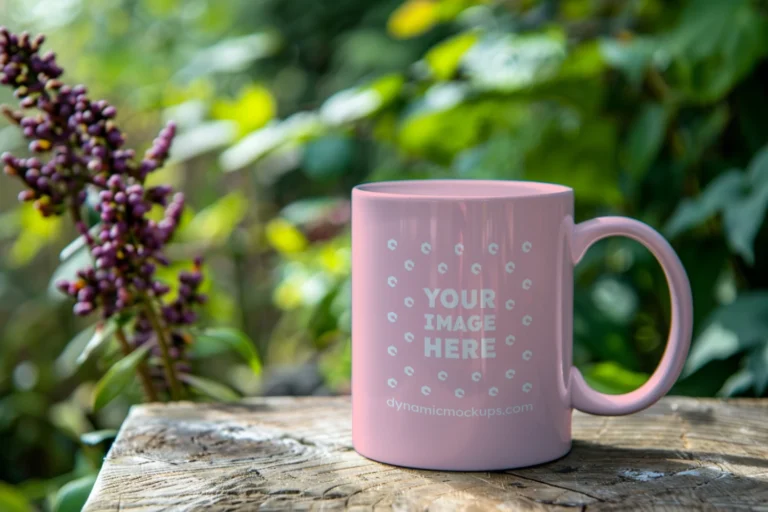 11oz Blank Pink Ceramic Coffee Mug Mockup Template