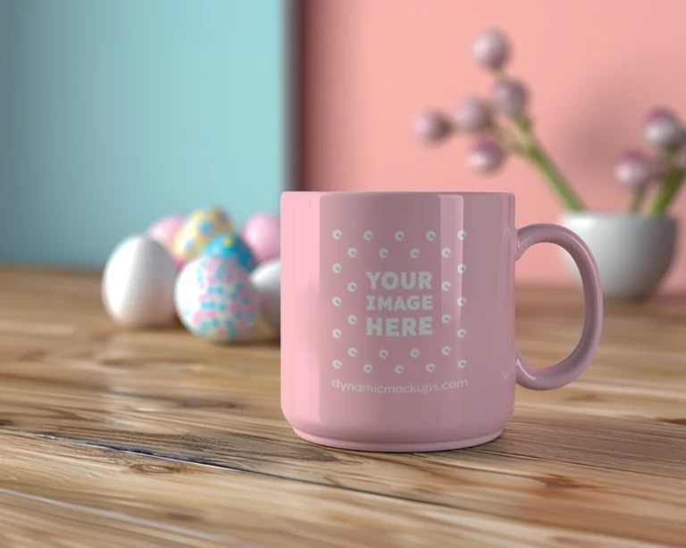 11oz Blank Pink Ceramic Coffee Mug Mockup Template