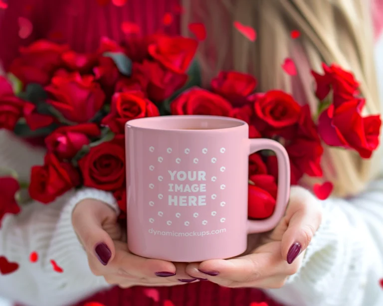 11oz Blank Pink Ceramic Coffee Mug Mockup Template