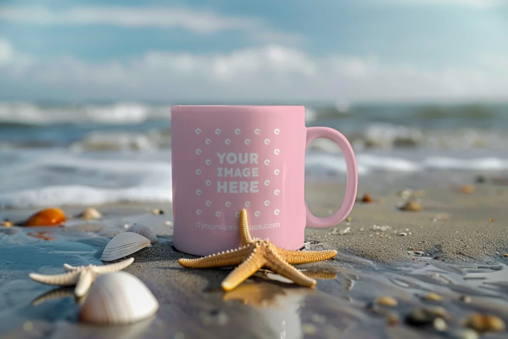 11oz Blank Pink Ceramic Coffee Mug Mockup Template