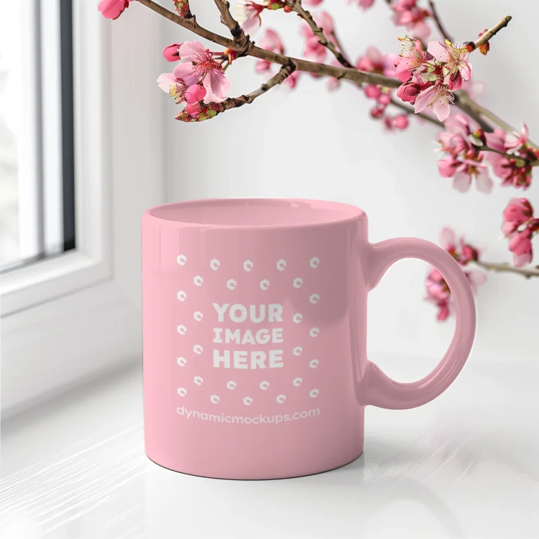 11oz Blank Pink Ceramic Coffee Mug Mockup Template
