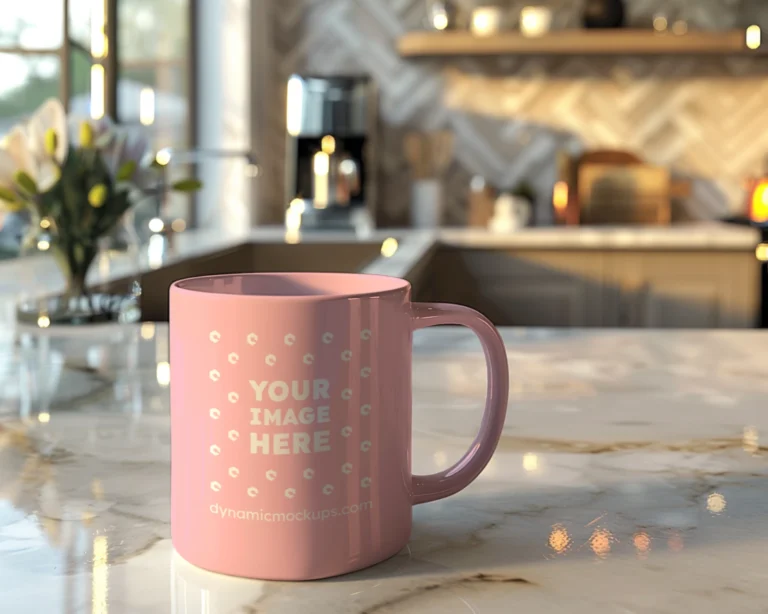 11oz Blank Pink Ceramic Coffee Mug Mockup Template
