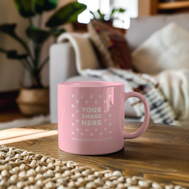 11oz Blank Pink Ceramic Coffee Mug Mockup Template
