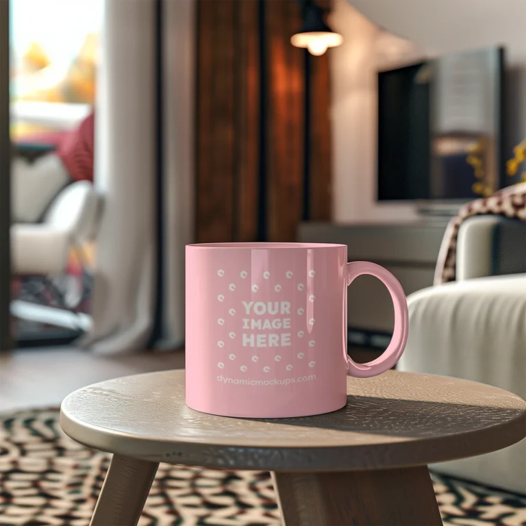 11oz Blank Pink Ceramic Coffee Mug Mockup Template