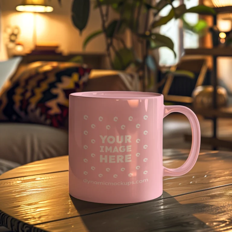 11oz Blank Pink Ceramic Coffee Mug Mockup Template