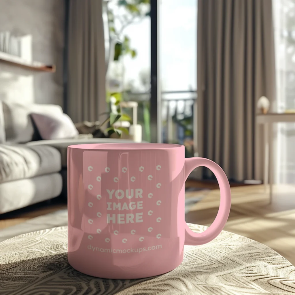 11oz Blank Pink Ceramic Coffee Mug Mockup Template