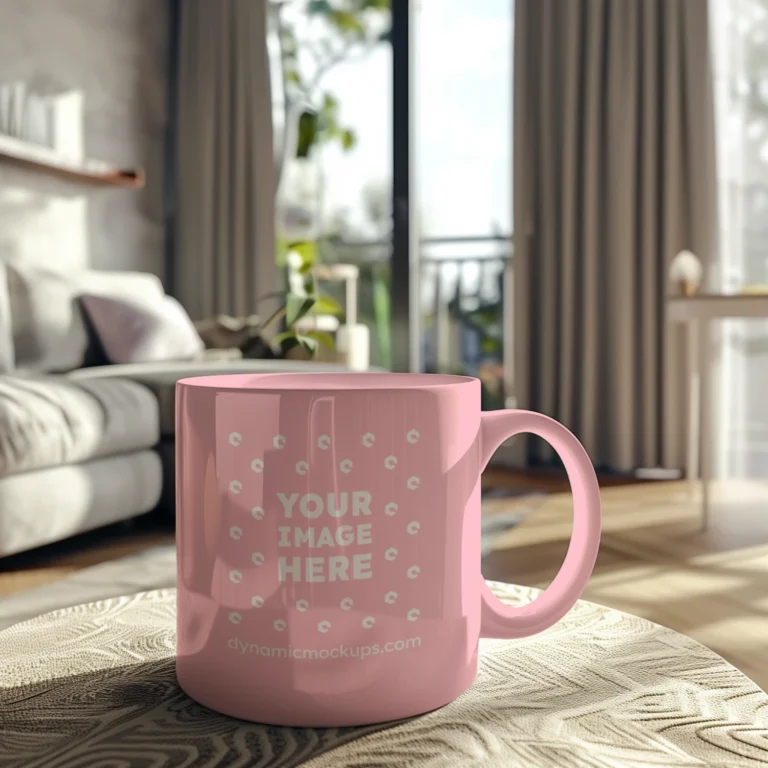 11oz Blank Pink Ceramic Coffee Mug Mockup Template